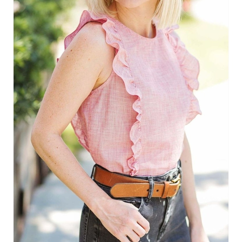 Madewell Bellflower Ruffle Red‎ Top Size Small 100% Cotton Sleeveless